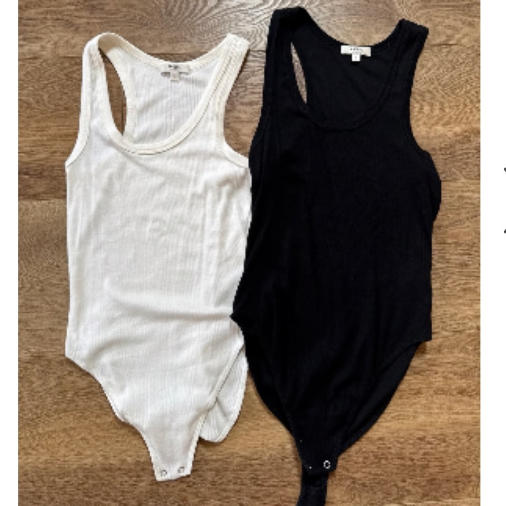 AGOLDE Rib Tank Bodysuit White Sleeveless - Picture 3 of 4